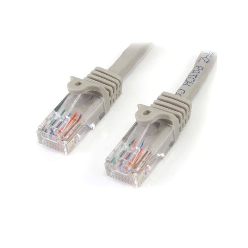 StarTech.com Cable de 1m Gris de Red Fast Ethernet Cat5e RJ45 sin Enganche - Cable Patch Snagless, 1 45PAT1MGR