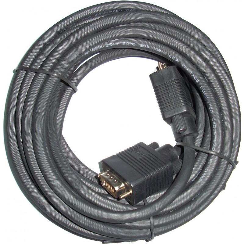 3GO 10m VGA M M, 10 m, VGA (D-Sub), Negro, Macho Macho CVGA10MM