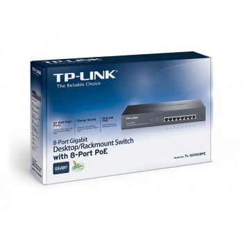 (Reacondicionado) TP-LINK TL-SG1008PE - Conmutador - sin gestionar - 8 x 10 100 1000 (PoE+) - sobremesa, montaje en ra