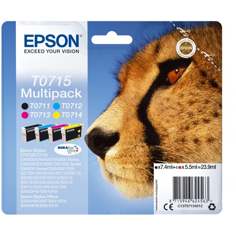Epson T0715 T0715 Negro, Cian, Magenta, Amarillo C13T07154022