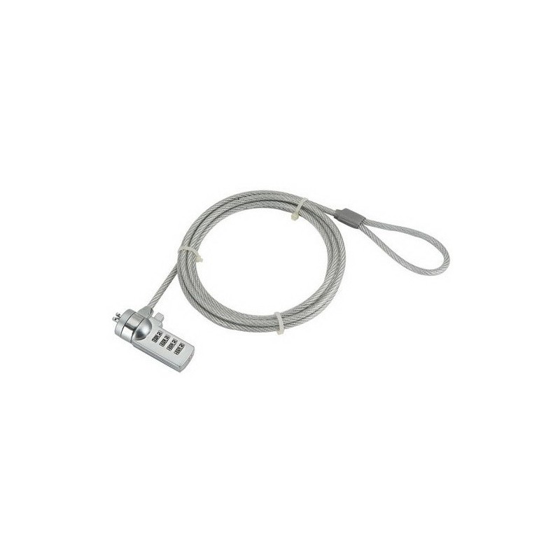 Gembird LK-CL-01, Plata, Cerradura con combinación, PVC, Acero, Zinc, 4 mm, 45 mm, 185 mm
