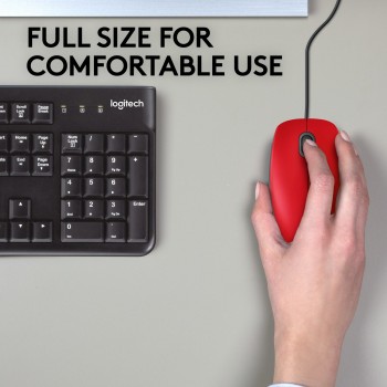 Logitech M110, Ambidextro, Óptico, USB, 1000 DPI, Rojo 910-005489
