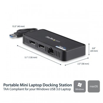 StarTech.com USBA2DPGB, Cable, USB 3.0 (3.1 Gen 1) Type-A, 10,100,1000 Mbit s, IEEE 802.3,IEEE 802.3