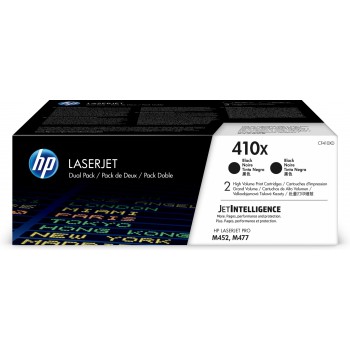 Paquete de 2 cartuchos de toner negro Originales HP LaserJet 410X de alta capacidad CF410XD