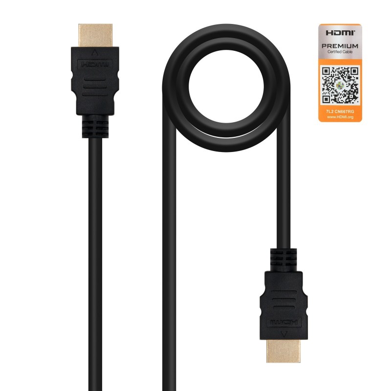 Nanocable HDMI V2.0, 1m, 1 m, HDMI Type A (Standard), HDMI Type A (Standard), 3840 x 2160 Pixeles, 3 10.15.3601