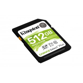 Kingston Canvas Select Plus 512 GB SDXC Clase 10 UHS-I SDS2 512GB