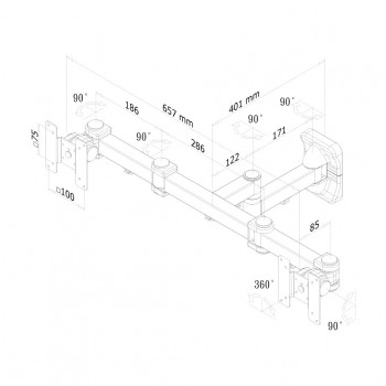 NewStar FPMA-W960 - Montaje en la pared para 2 pantallas LCD - negro - tamaño de pantalla  10-27 FPMA-W960D