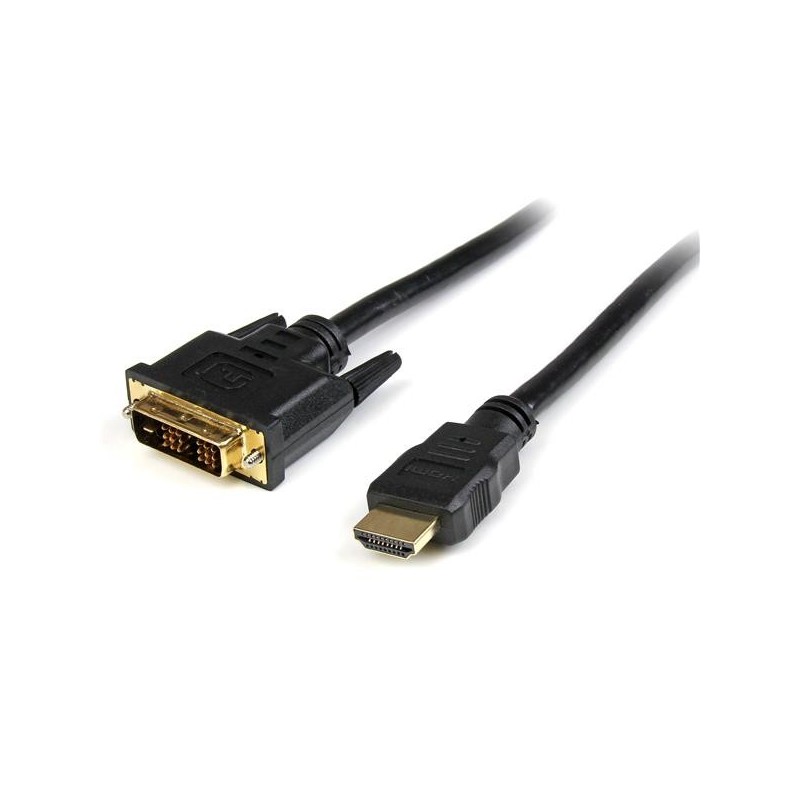 StarTech.com Cable Adaptador HDMI Macho a DVI-D Macho de 0,5 metros, 0,5 m, HDMI, DVI-D, Oro, Negro, HDDVIMM50CM