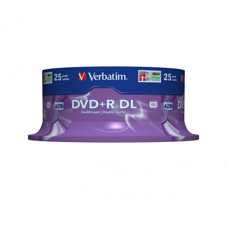 DVD+R VERBATIM 8.5GB 8X DOBLE CAPA (Pack 25 unidades) 43757