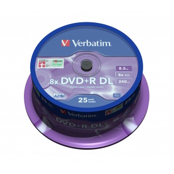 DVD+R VERBATIM 8.5GB 8X DOBLE CAPA (Pack 25 unidades) 43757