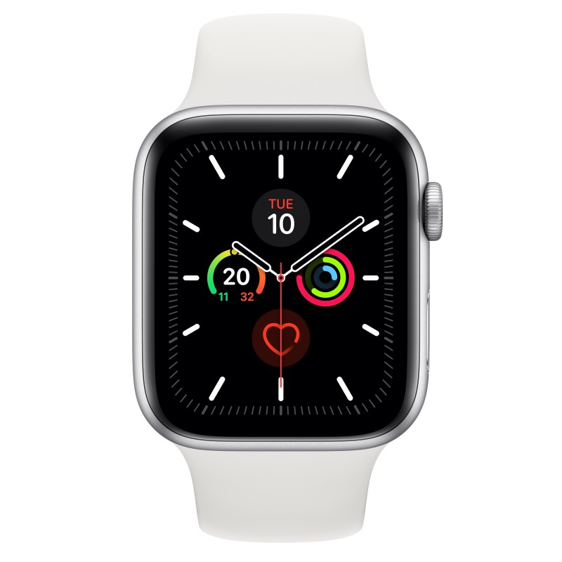 Apple Watch Series 5 GPS + 4G - 44mm Color Aluminio Plata con correa de color Blanco MWWC2TY A
