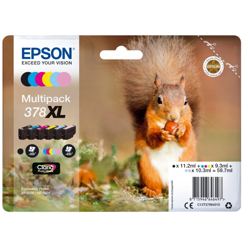 Epson Multipack 6-colours 378XL Claria Photo HD Ink C13T37984020