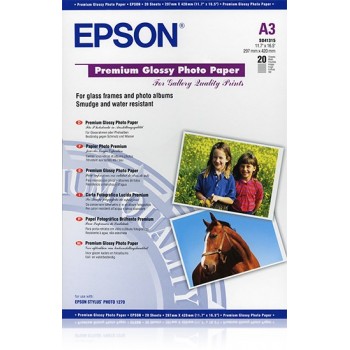 Epson Premium - Papel - papel de fotografía satinado - A3 (297 x 420 mm) - 255 g m2 - 20 piezas C13S C13S041315
