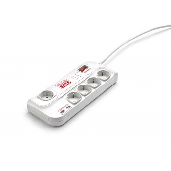 Salicru SPS Safe Master Protectores eléctricos activos, 918 J, 5 salidas AC, Tipo F, 10 A, 1,8 m, Bl 680BA-05