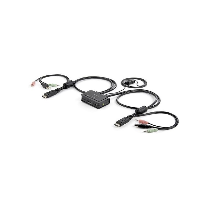 StarTech.com Conmutador Switch KVM 2 puertos DisplayPort DP USB Audio con Cables Integrados - 1080p  SV211DPUA
