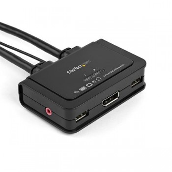 StarTech.com Conmutador Switch KVM 2 puertos DisplayPort DP USB Audio con Cables Integrados - 1080p  SV211DPUA