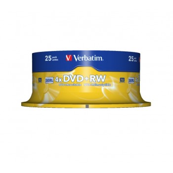 Verbatim - 25 x DVD+RW - 4.7 GB 4x - plateado mate - eje - soportes de almacenamiento 43489