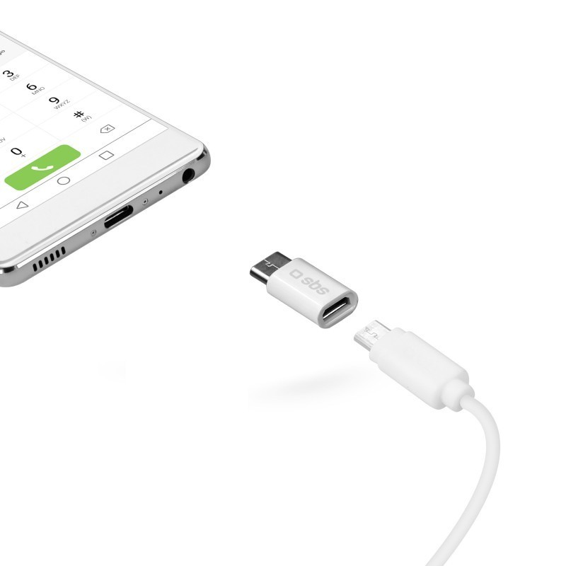 SBS TEADAPTC adaptador de cable USB C 2.0 Micro USB Blanco