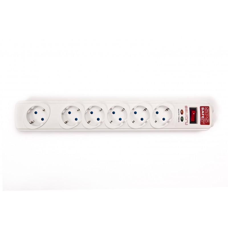 Salicru SPS Safe 6 Protectores eléctricos activos, 238 J, 6 salidas AC, Tipo F, 10 A, 1,5 m, Blanco 680BA-03