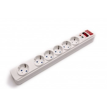 Salicru SPS Safe 6 Protectores eléctricos activos, 238 J, 6 salidas AC, Tipo F, 10 A, 1,5 m, Blanco 680BA-03