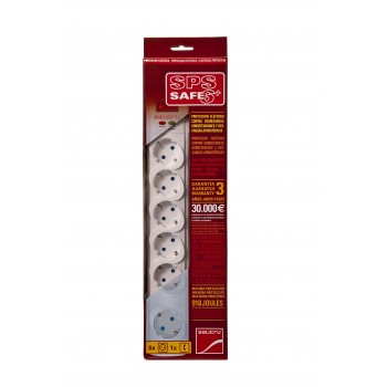 Salicru SPS Safe 6 Protectores eléctricos activos, 238 J, 6 salidas AC, Tipo F, 10 A, 1,5 m, Blanco 680BA-03