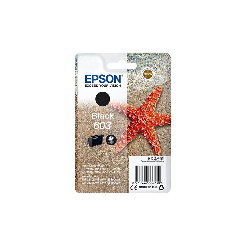 Epson Singlepack Black 603 Ink C13T03U14010