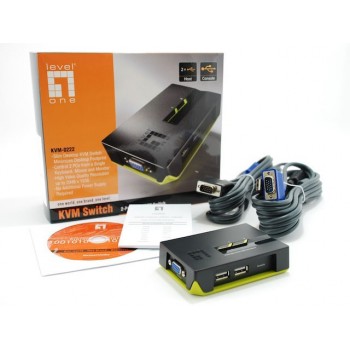 CONMUTADOR AUTOMATICO LEVEL ONE V T M 1a2 CUPs USB CABLES INCLUIDOS KVM-0222