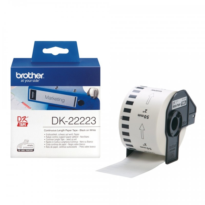 Brother DK-22223, Blanco, DK, Transferencia térmica, 50 mm x 30.48m, 1 pieza(s)