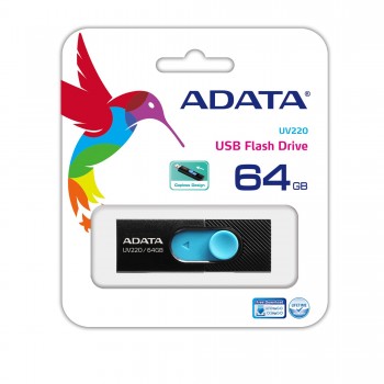 A-DATA UV220 64GB USB 2.0 Negro, Azul AUV220-64G-RBKBL