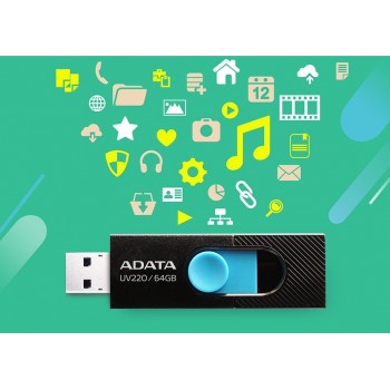 A-DATA UV220 64GB USB 2.0 Negro, Azul AUV220-64G-RBKBL