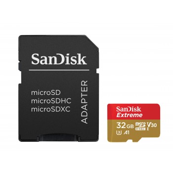 SanDisk Extreme microSDHC 32GB 32GB MicroSDHC Clase 10 Rojo, Amarillo SDSQXAF-032G-GN6MA