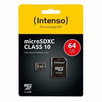 Intenso 64GB MicroSDHC 64GB MicroSDHC Clase 10 Negro 3413490