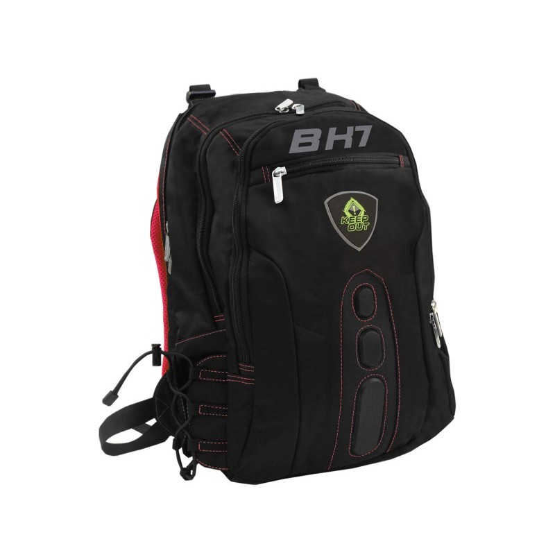 MOCHILA KEEP-OUT HASTA 15.6"  NEGRA Y ROJA