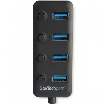 StarTech.com Hub USB 3.0 de 4 Puertos - Ladrón USB de 4 Puertos USB-A con Interruptores Individuales HB30A4AIB