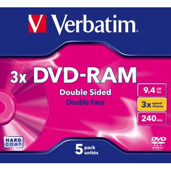 DVD Regrabables Verbatim 43493 - DVD-RAM - 9,40 GB - 5 Paquete(s) Caja Jewel - 120mm