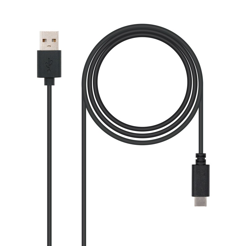 Nanocable USB 2.0, 1m, 1 m, USB C, USB A, 2.0, Macho Macho, Negro 10.01.2101