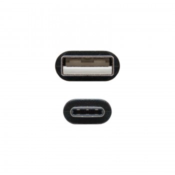 Nanocable USB 2.0, 1m, 1 m, USB C, USB A, 2.0, Macho Macho, Negro 10.01.2101