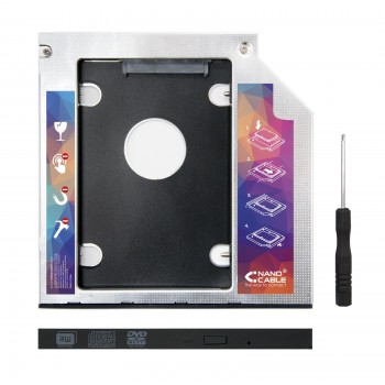 ADAPTADOR PARA PORTATIL NANOCABLE 10.99.0101- PARA SUSTITUIR DVD DE 9.5MM POR HD SSD DE 2.5 6.35CM 