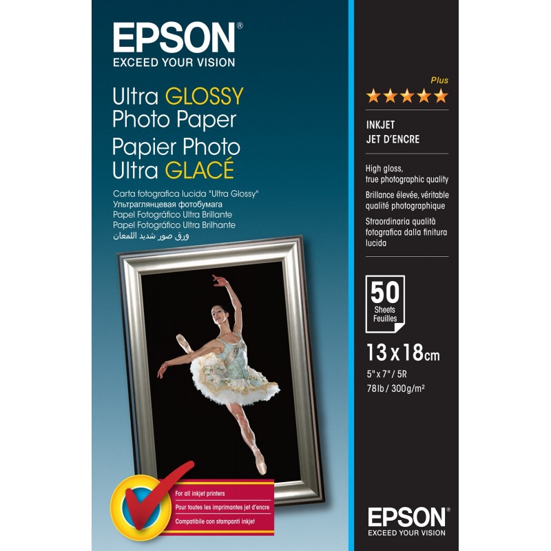 Epson Ultra Glossy Photo Paper - Papel de fotografía satinado - 130 x 180 mm - 50 hoja(s) C13S041944