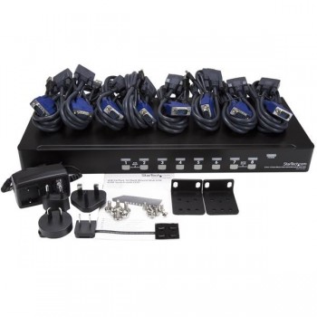StarTech.com 8 Port 1U Rack Mount USB KVM Switch Kit with OSD and Cables - Conmutador KVM - USB - 8  SV831DUSBUK