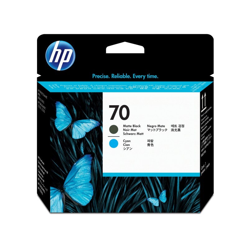 HP 70 - Cabezal de impresión - 1 x cián , negro mate C9404A