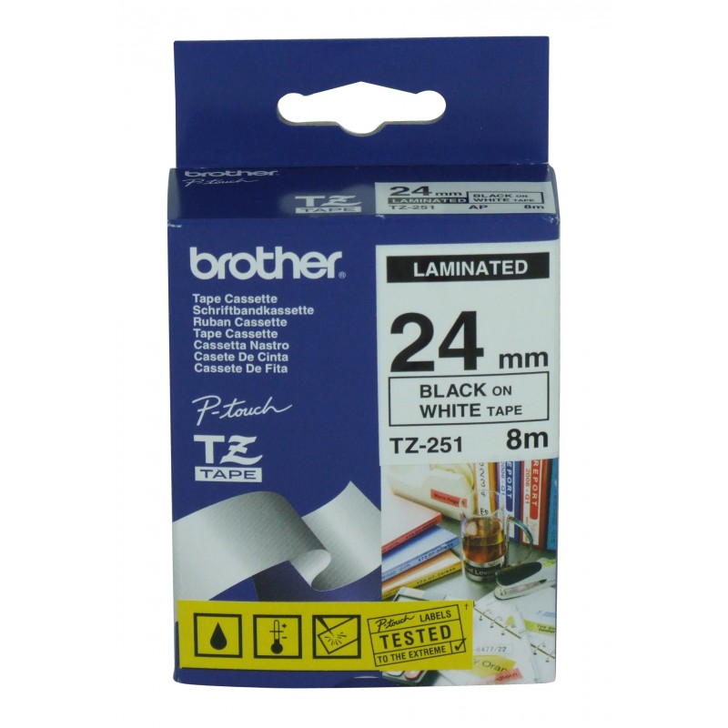 Nastro Brother Tz 251 24mm Nero/bianco Nastro Brother Tz 251 24mm Nero/bianco
