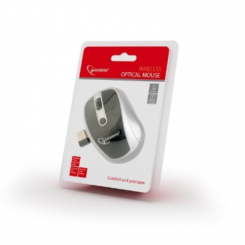 Gembird MUSW-002 Óptico 1600 DPI Negro, Plata