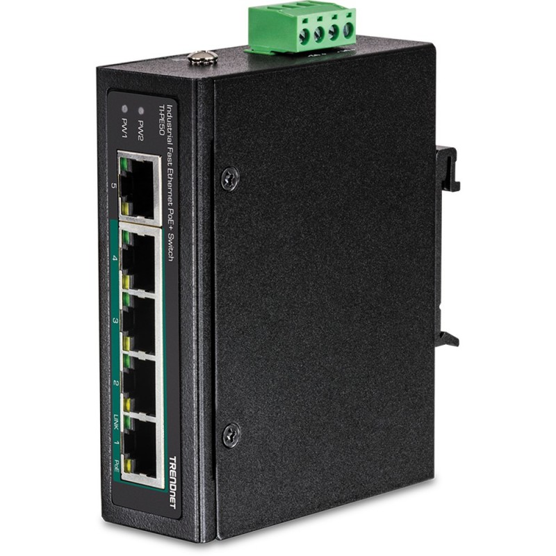 Trendnet TI-PE50 switch No administrado Fast Ethernet (10 100) Negro Energía sobre Ethernet (PoE)
