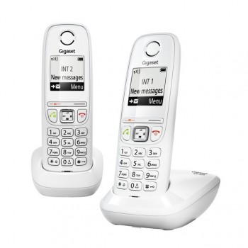 Gigaset AS405 Duo, Teléfono DECT, Terminal inalámbrico, 50 m, 300 m, Escritorio, Color blanco L36852-H2501-D202