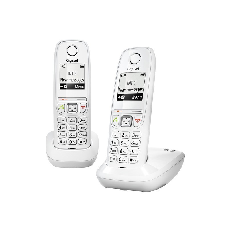 Gigaset AS405 Duo, Teléfono DECT, Terminal inalámbrico, 50 m, 300 m, Escritorio, Color blanco L36852-H2501-D202