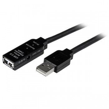 StarTech.com Cable 10m Extensión Alargador USB 2.0 Activo Amplificado - Macho a Hembra USB A - Negro USB2AAEXT10M