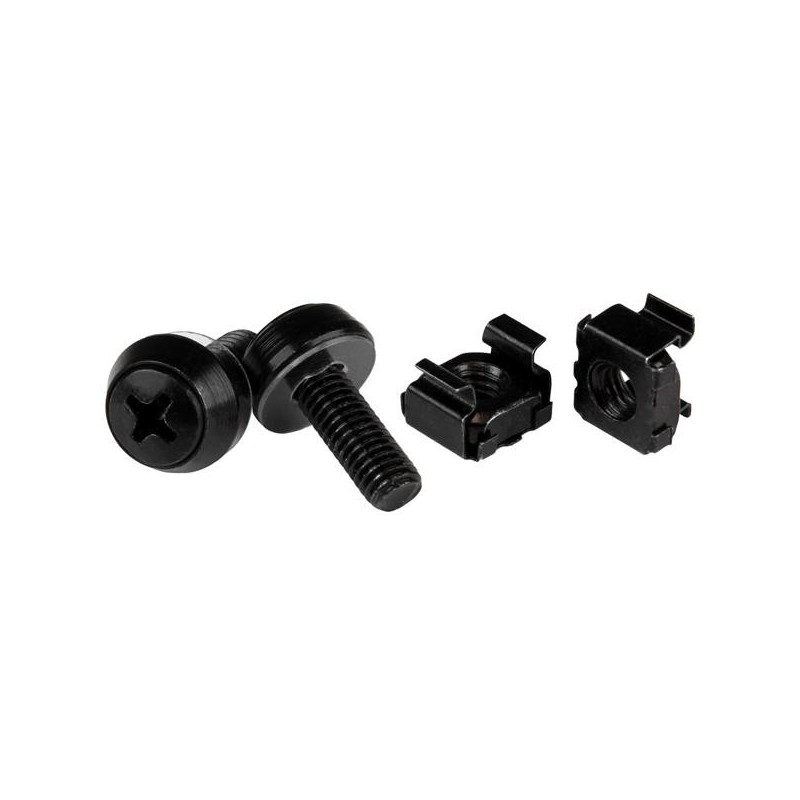 StarTech.com Paquete de 50 Tornillos y Tuercas Enjauladas Cage Nuts M6x12mm - Negro CABSCREWM6B