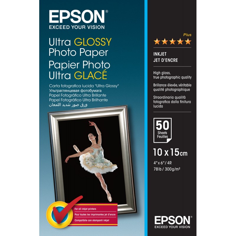 Epson Ultra Glossy Photo Paper - 10x15cm - 50 Hojas C13S041943