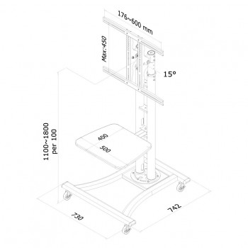 Newstar Soporte de suelo móvil para TV PLASMA-M1800E